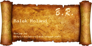 Balek Roland névjegykártya